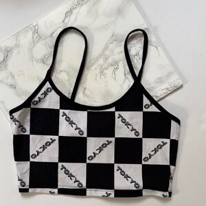Black and White Checkered Crop Top